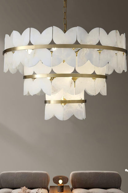 Alabaster Petal Tier Chandelier - view 4 | morylighting