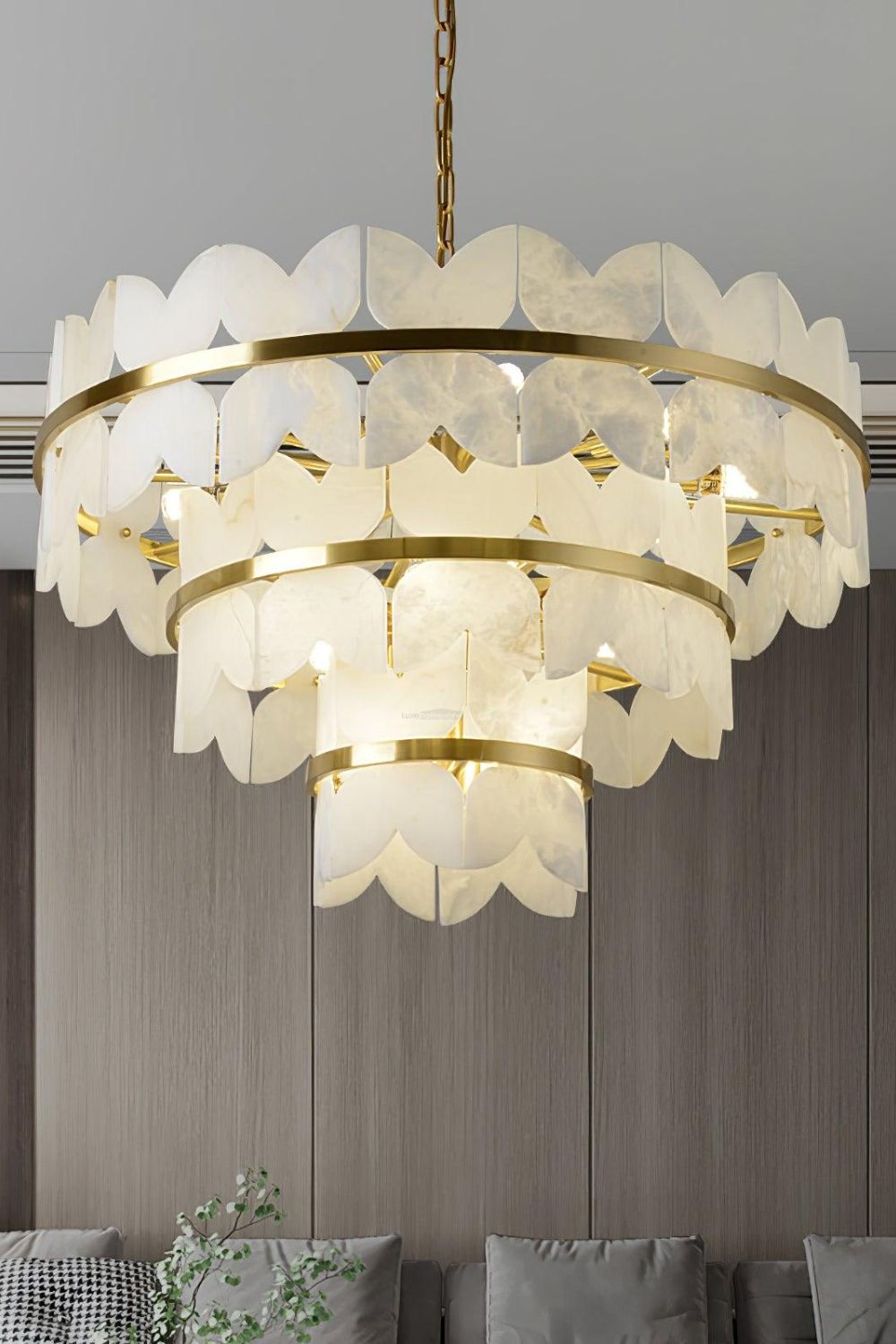 Alabaster Petal Tier Chandelier - view 21 | morylighting