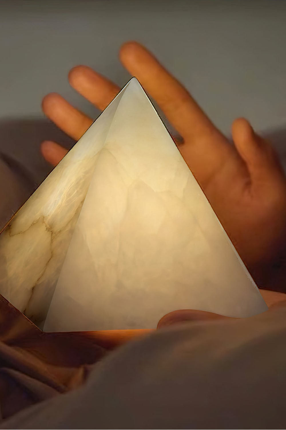 Alabaster Pyramid Table Lamp - view 3 | morylighting
