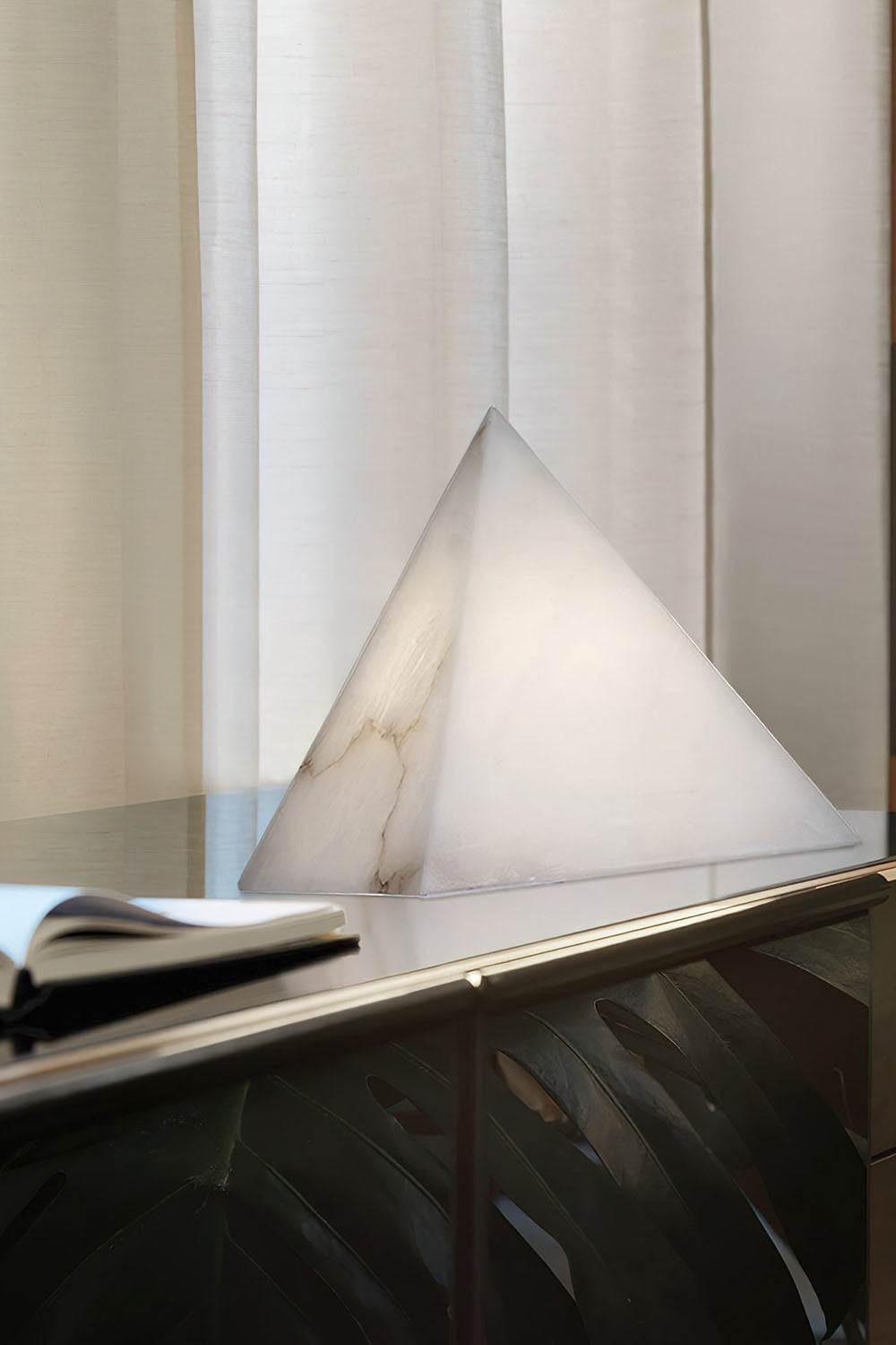 Alabaster Pyramid Table Lamp - view 5 | morylighting