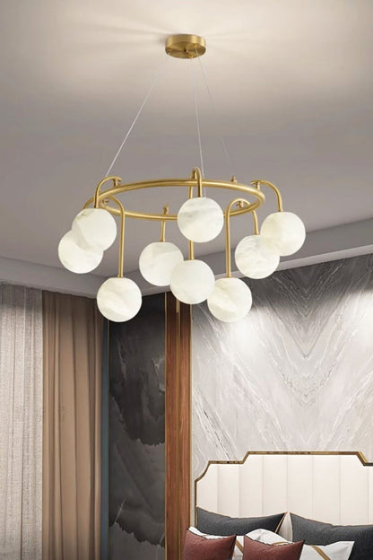Alabaster Sphere Ring Chandelier - view 2 | morylighting