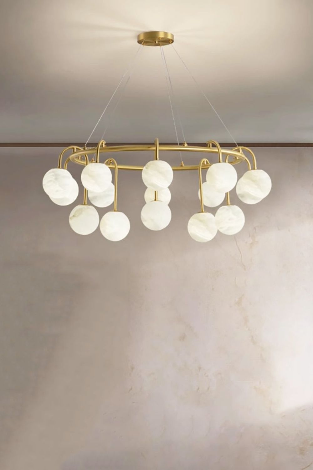 Alabaster Sphere Ring Chandelier - view 10 | morylighting