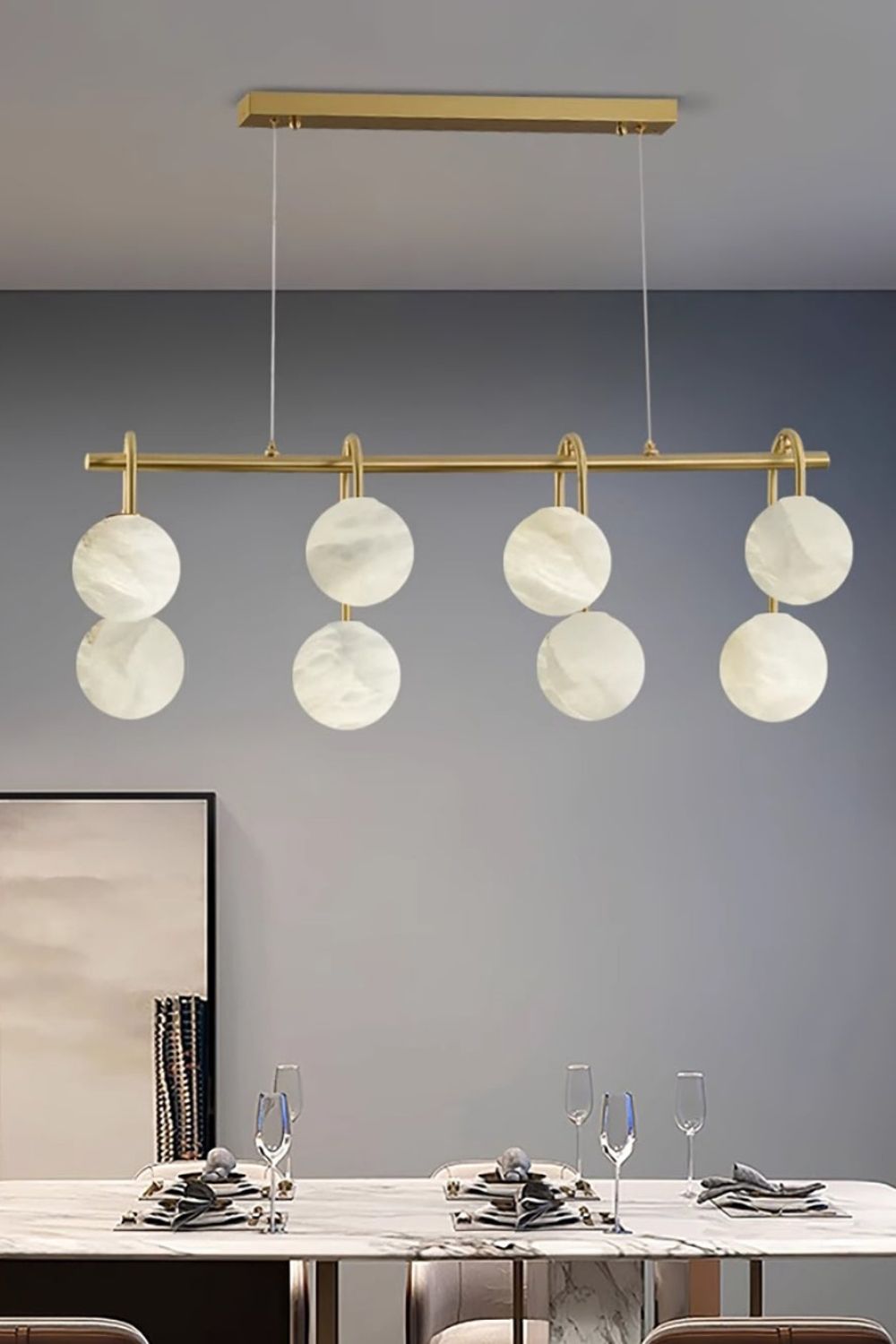 Alabaster Sphere Ring Chandelier - view 11 | morylighting