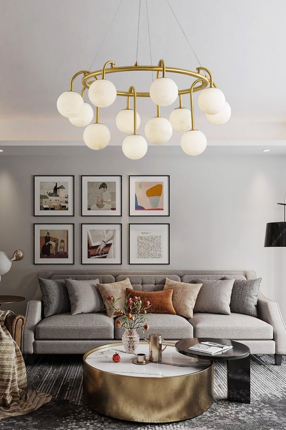 Alabaster Sphere Ring Chandelier - view 7 | morylighting