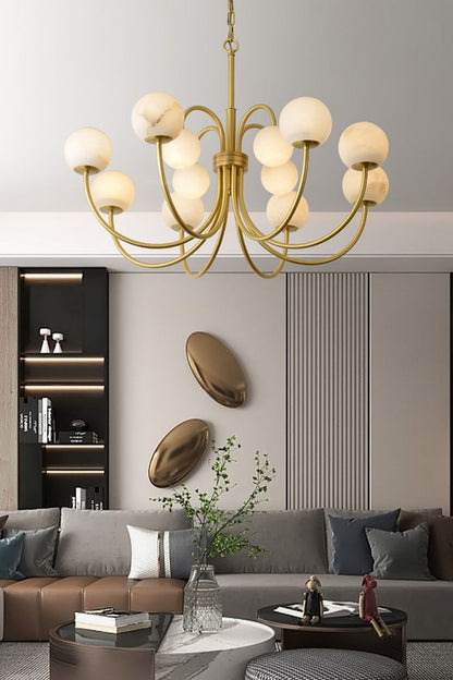 Alabaster Spherical Radial Chandelier - view 2 | morylighting