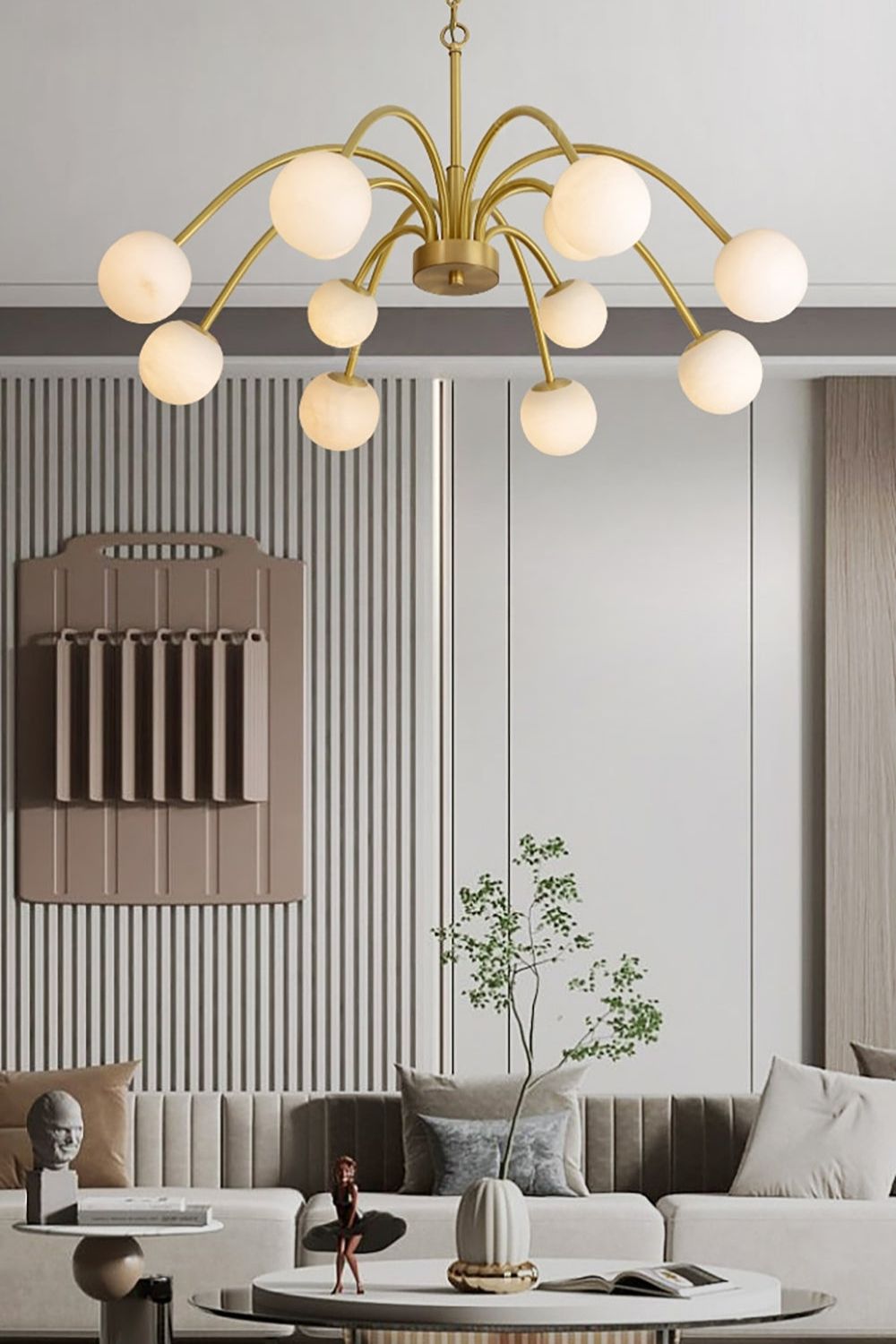 Alabaster Spherical Radial Chandelier - view 3 | morylighting