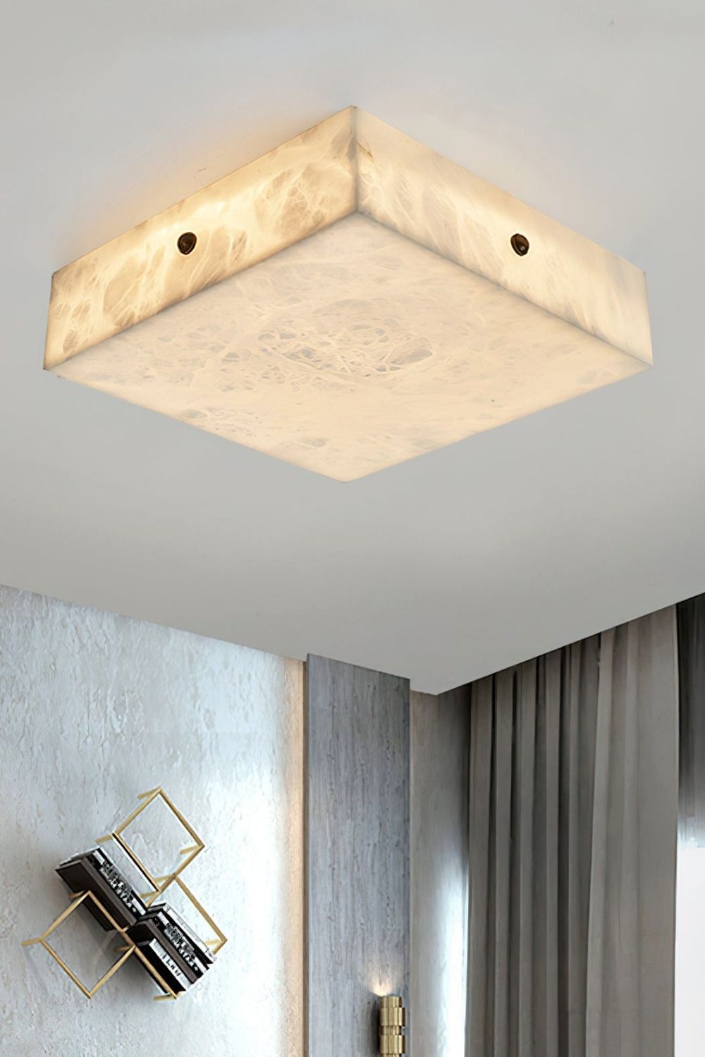 Alabaster Square Flushmount Ceiling Light - view 9 | morylighting