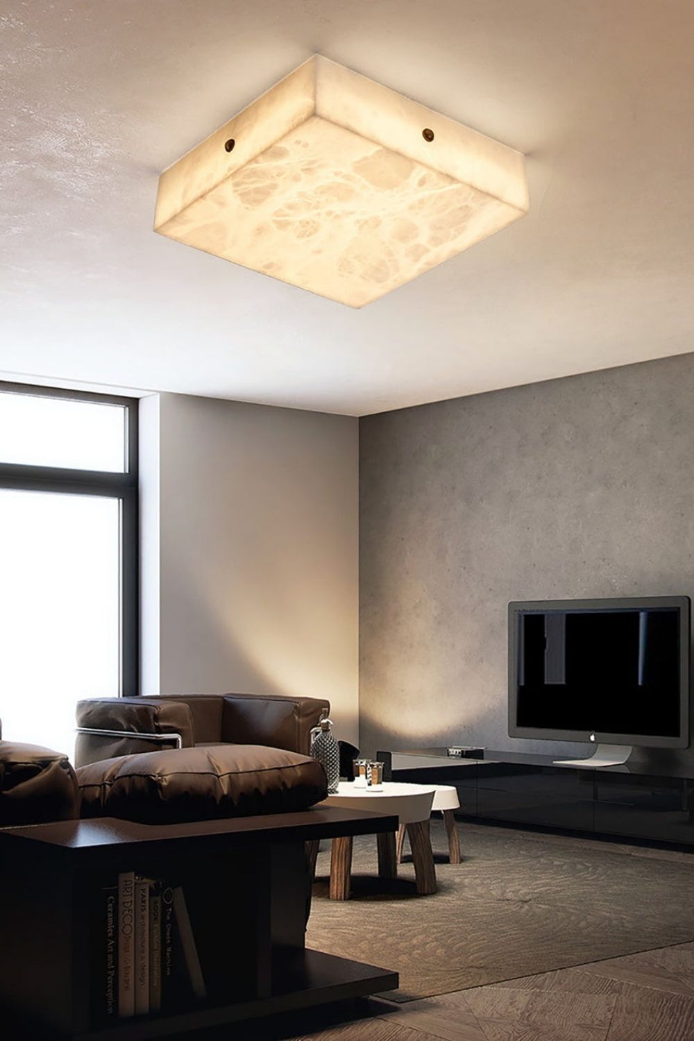 Alabaster Square Flushmount Ceiling Light - view 5 | morylighting