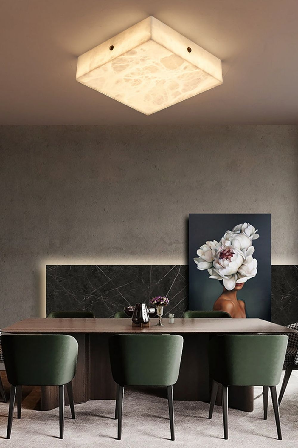 Alabaster Square Flushmount Ceiling Light - view 4 | morylighting