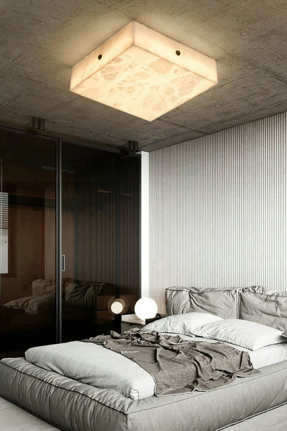 Alabaster Square Flushmount Ceiling Light - view 3 | morylighting