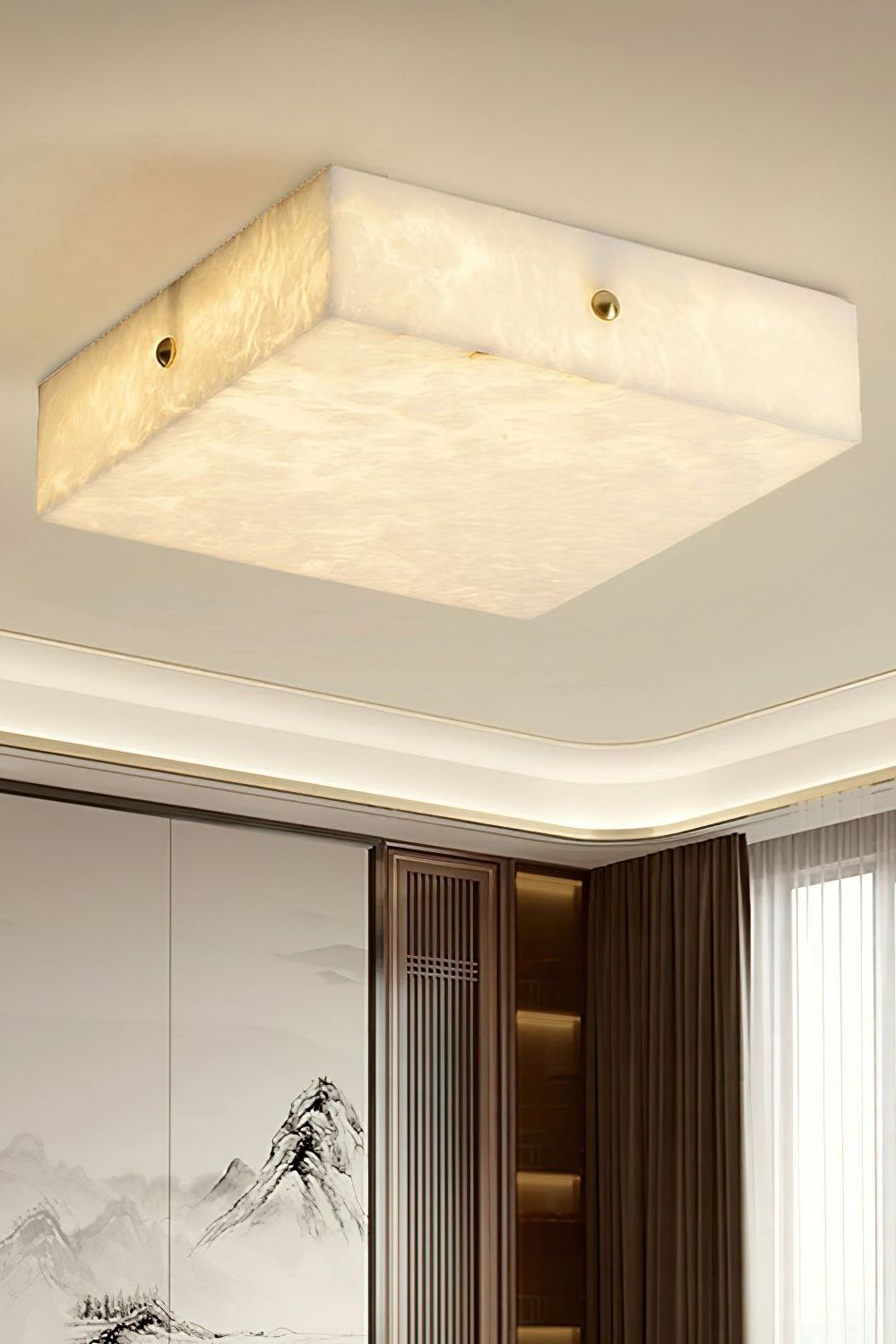 Alabaster Square Flushmount Ceiling Light - view 8 | morylighting