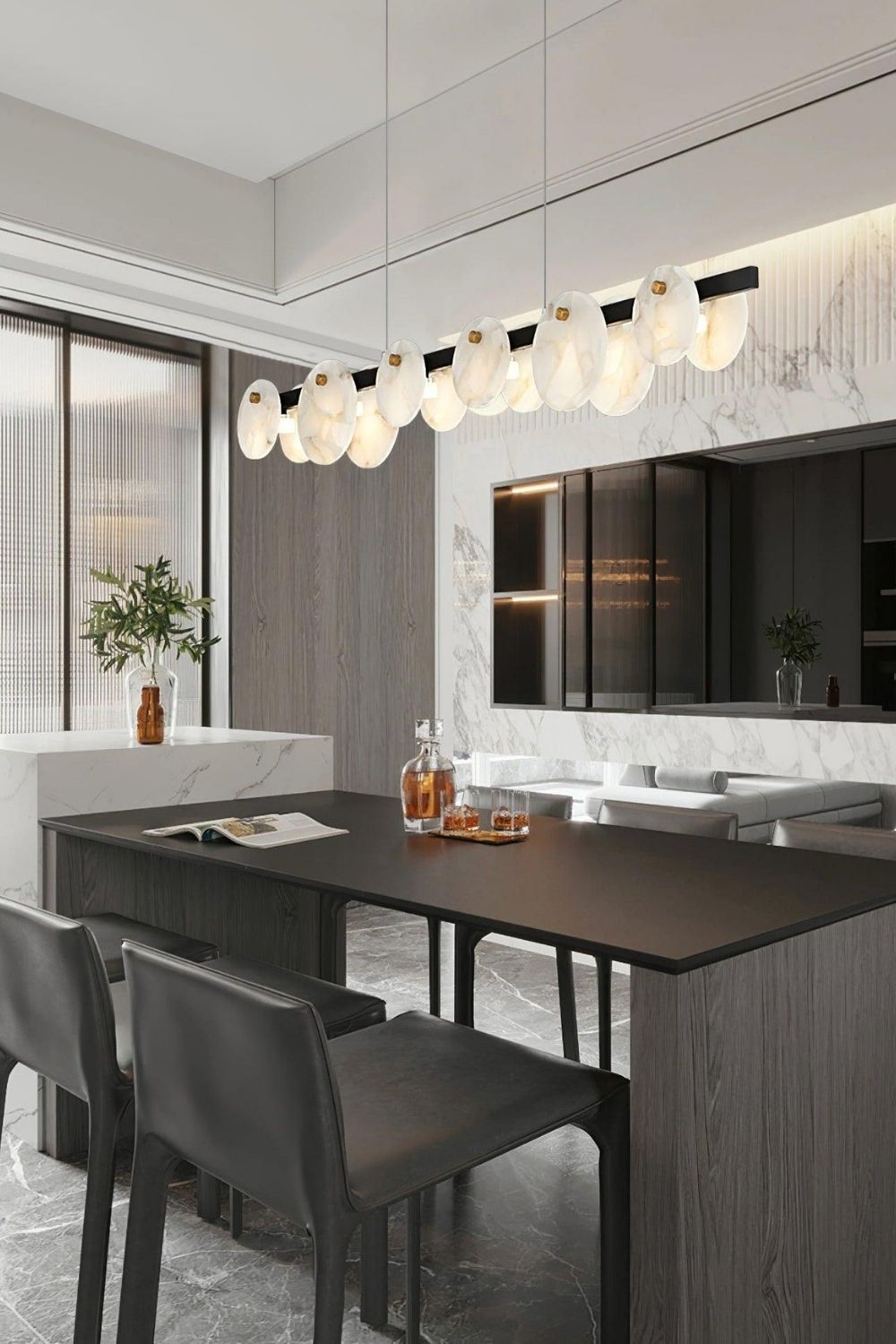 Alabaster Trinidad Dining Room Chandelier - view 9 | morylighting