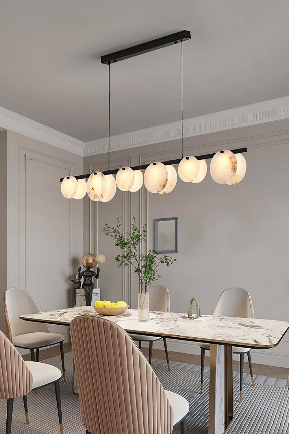 Alabaster Trinidad Dining Room Chandelier - view 5 | morylighting