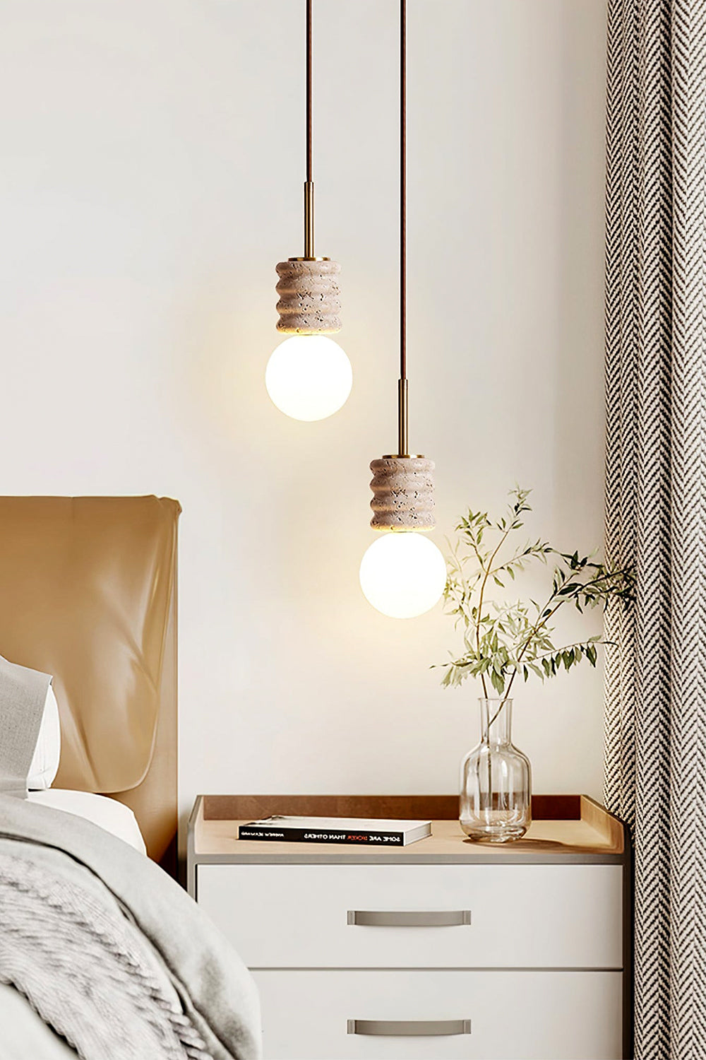 Alvia Travertine Pendant Lamp - view 4 | morylighting