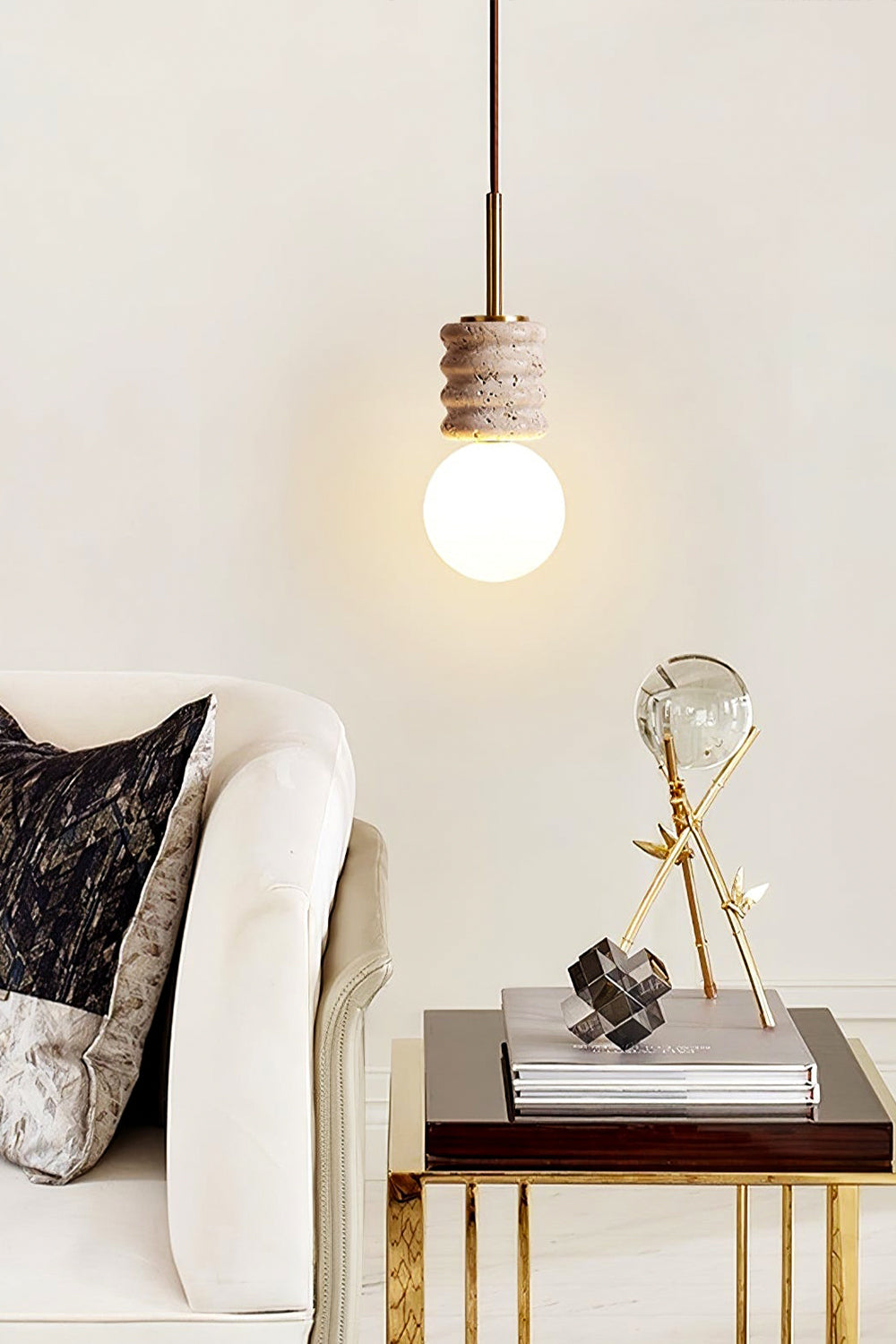 Alvia Travertine Pendant Lamp - view 2 | morylighting
