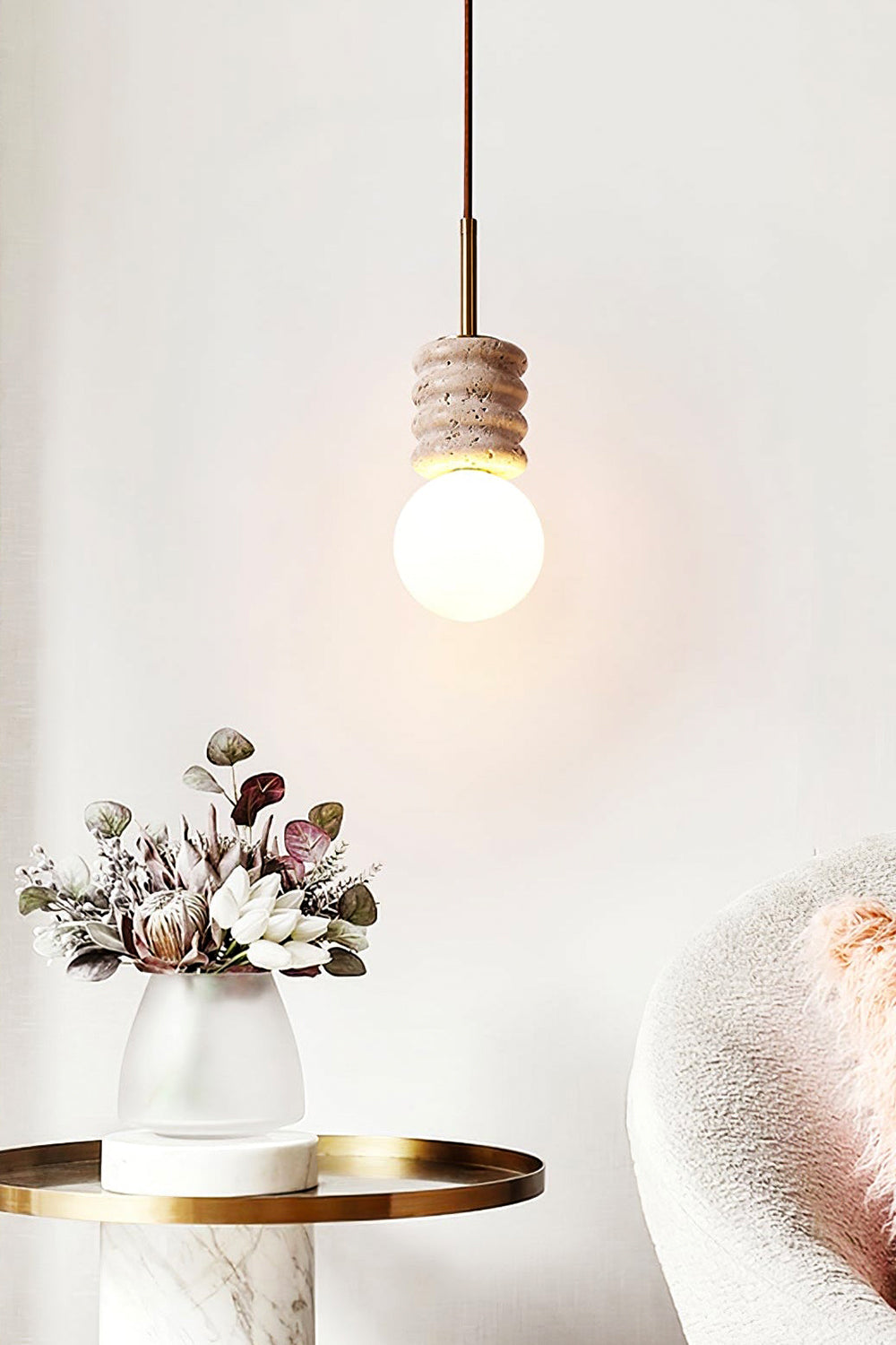 Alvia Travertine Pendant Lamp - view 3 | morylighting