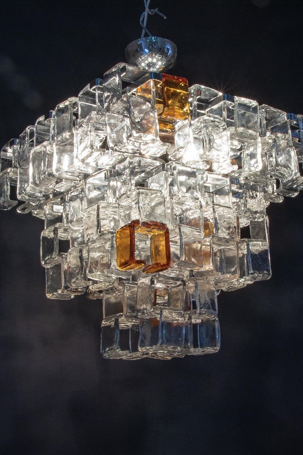 Amber & Clear Art Chandelier - view 4 | morylighting