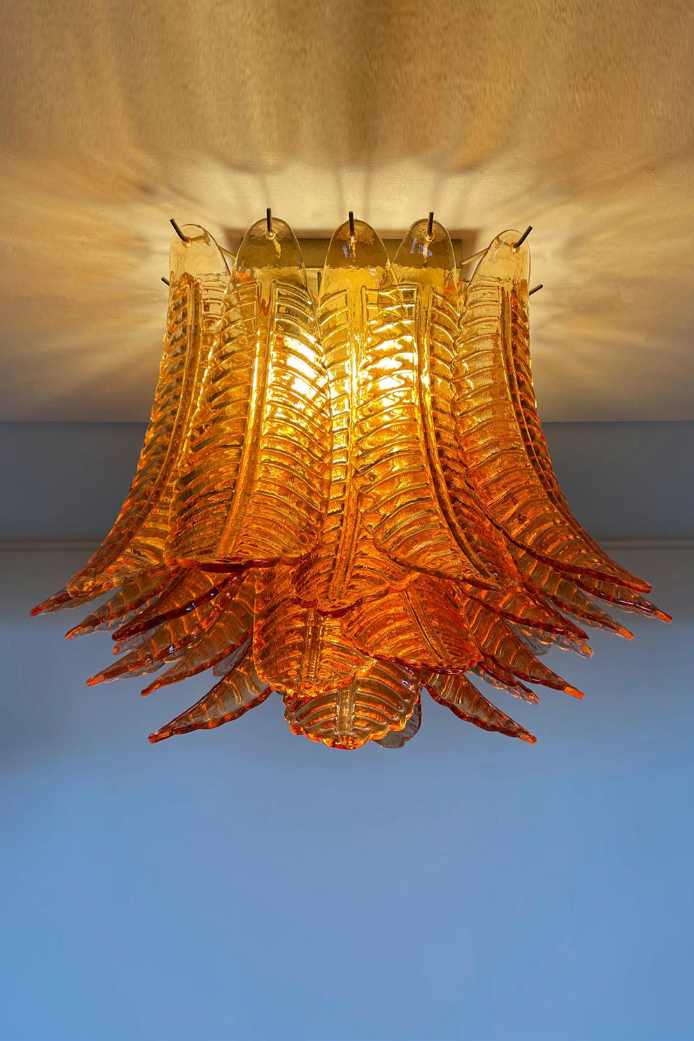 Amber Fern-Leaf Art Glass Ceiling Light - view 11 | morylighting