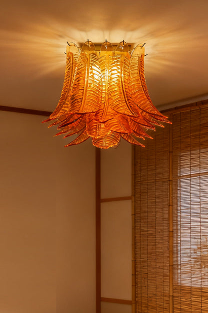 Amber Fern-Leaf Art Glass Ceiling Light - view 8 | morylighting