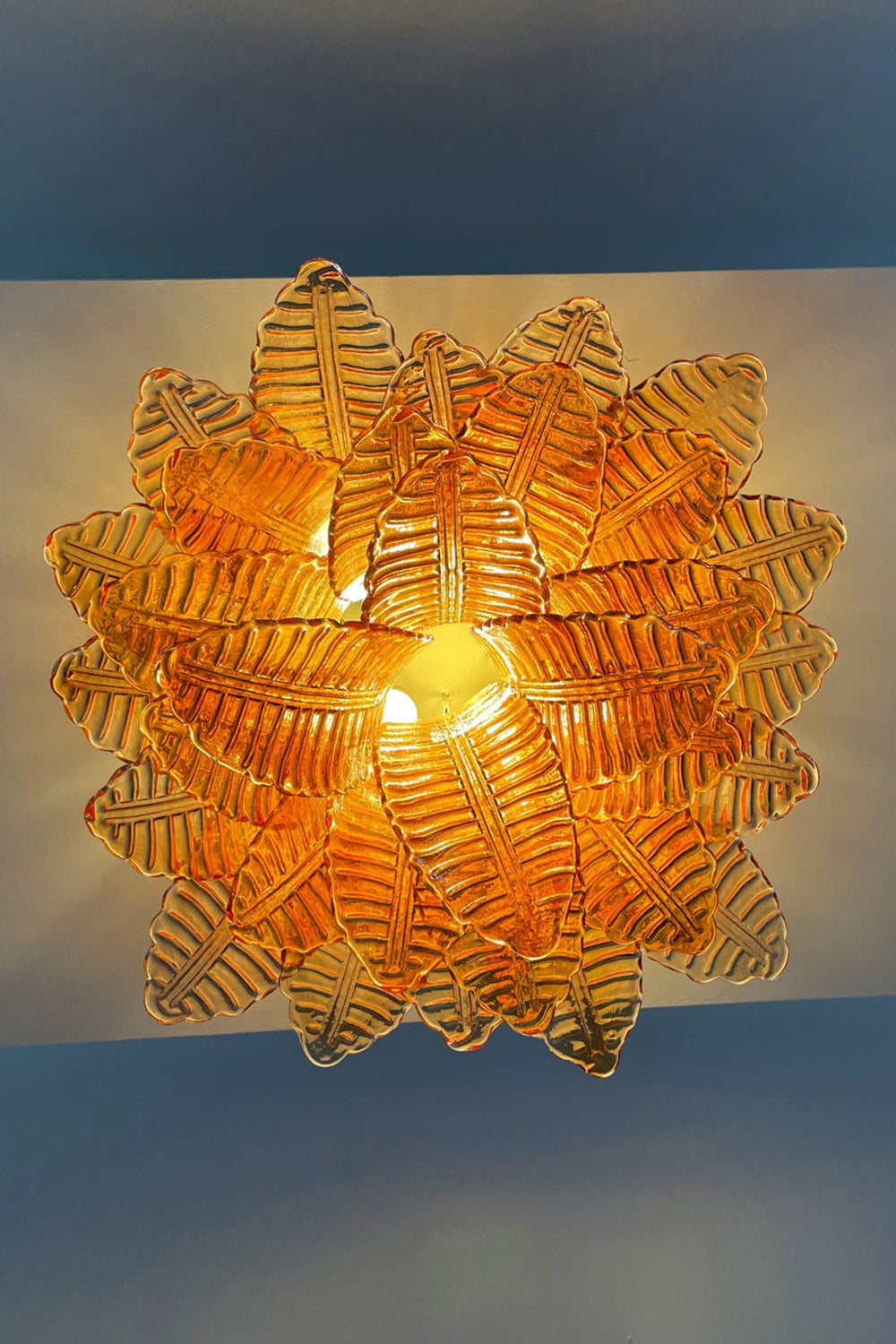 Amber Fern-Leaf Art Glass Ceiling Light - view 13 | morylighting