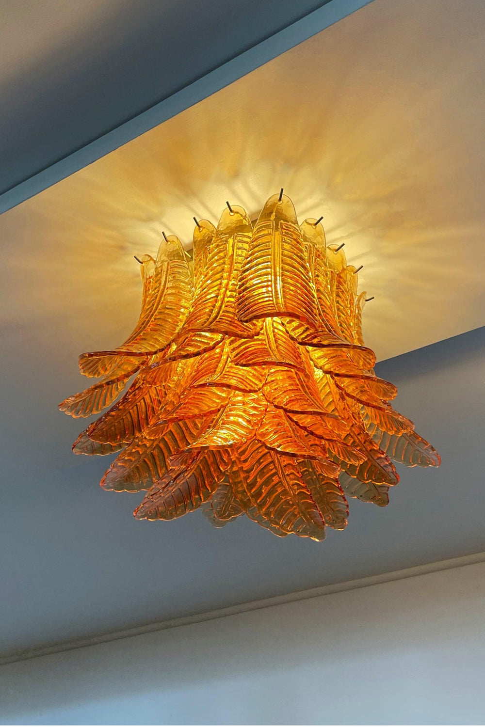Amber Fern-Leaf Art Glass Ceiling Light - view 10 | morylighting