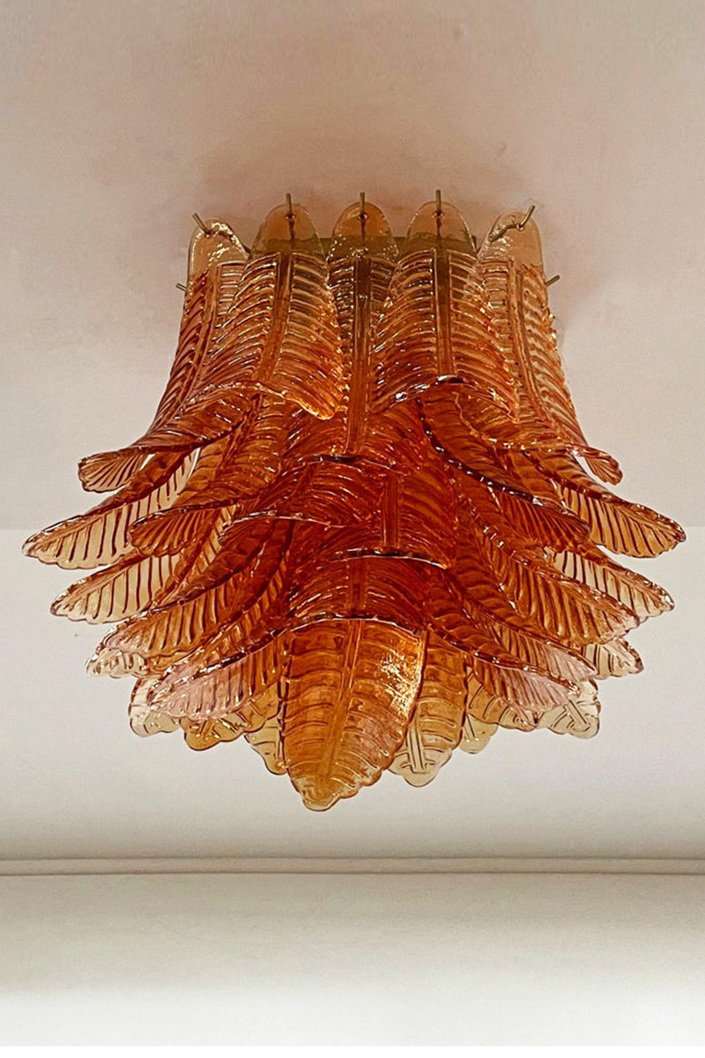 Amber Fern-Leaf Art Glass Ceiling Light - view 12 | morylighting