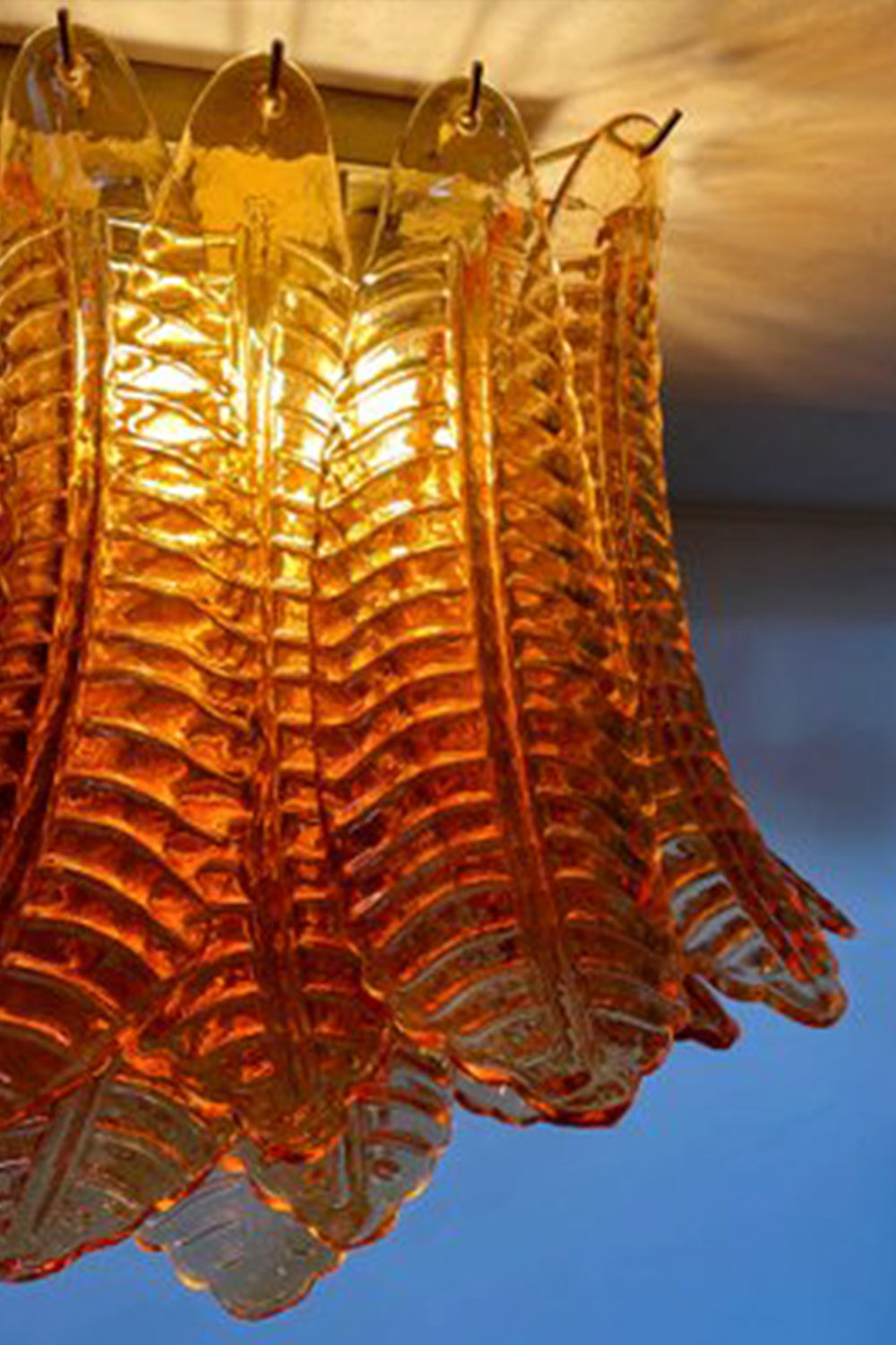 Amber Fern-Leaf Art Glass Ceiling Light - view 15 | morylighting