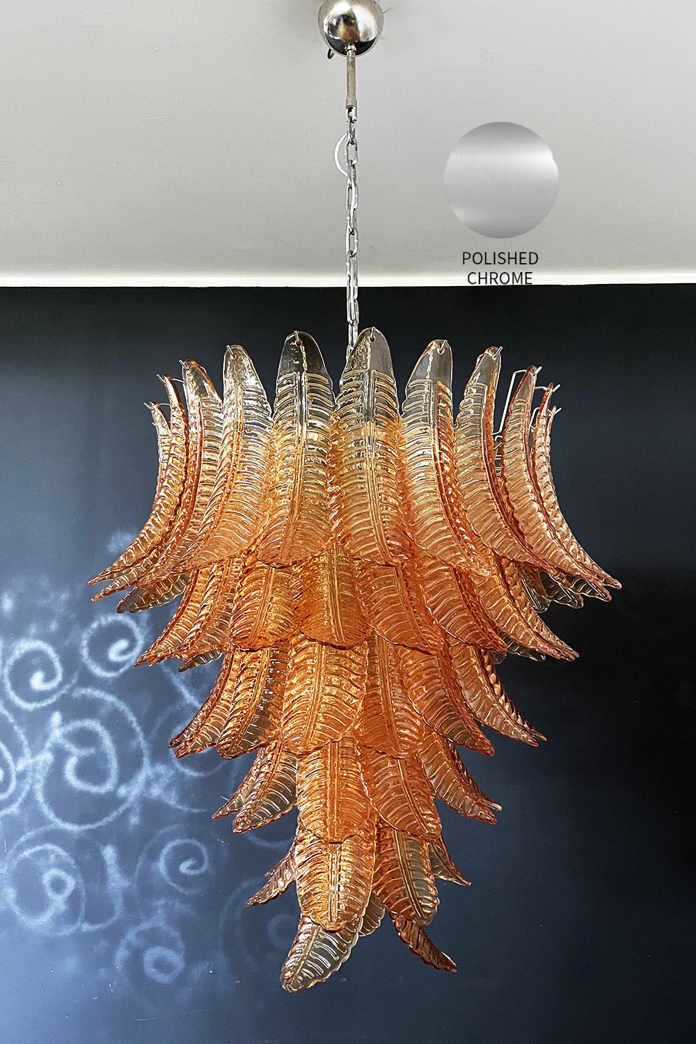 Amber Art Glass Leaf Chandelier - view 20 | morylighting