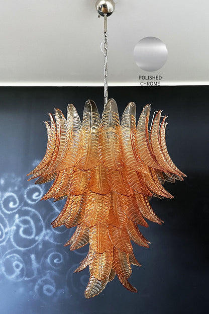 Amber Art Glass Leaf Chandelier - view 20 | morylighting