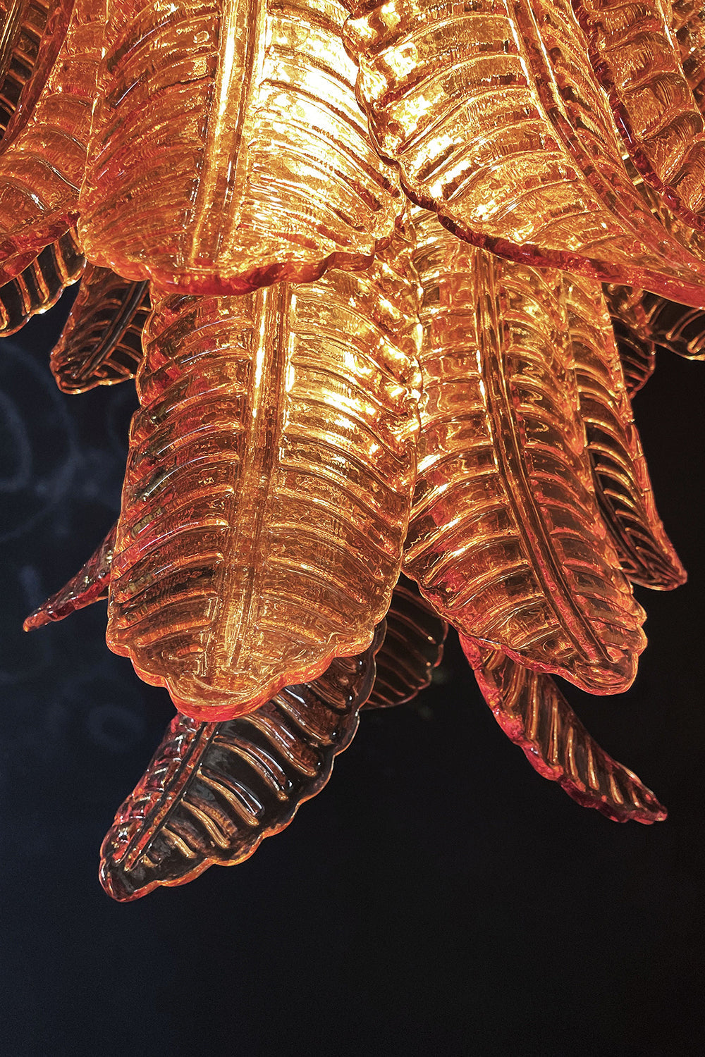 Amber Art Glass Leaf Chandelier - view 17 | morylighting