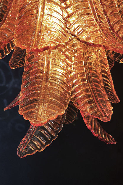 Amber Art Glass Leaf Chandelier - view 17 | morylighting