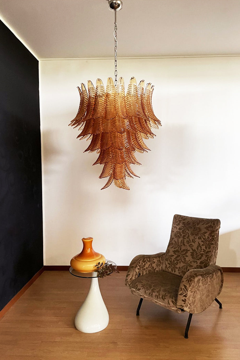 Amber Art Glass Leaf Chandelier - view 11 | morylighting