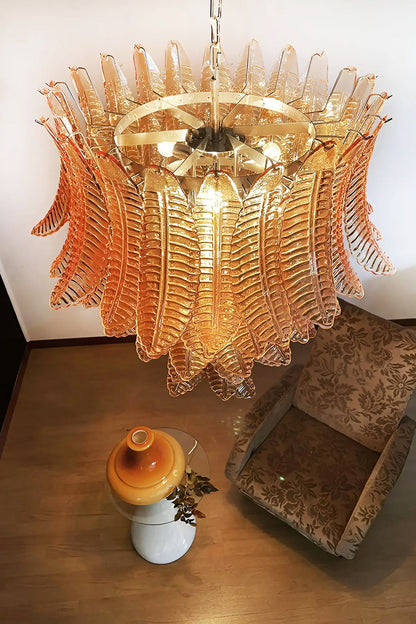 Amber Art Glass Leaf Chandelier - view 14 | morylighting