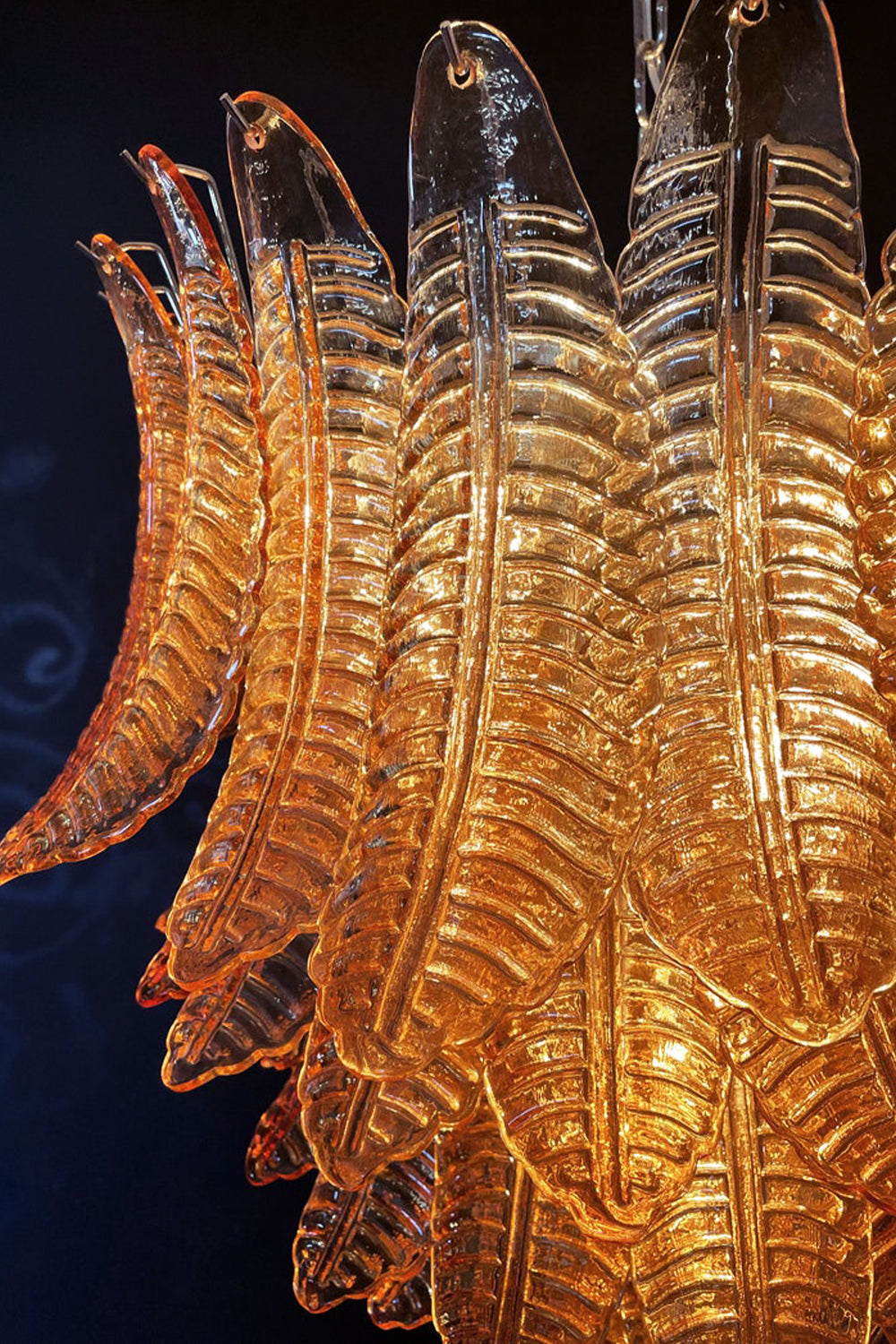 Amber Art Glass Leaf Chandelier - view 16 | morylighting