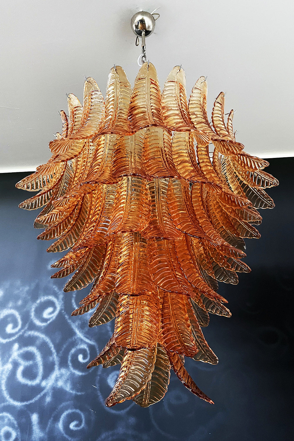 Amber Art Glass Leaf Chandelier - view 13 | morylighting