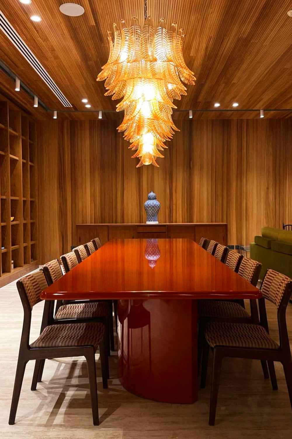 Amber Art Glass Leaf Chandelier - view 8 | morylighting