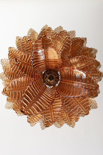 Amber Art Glass Leaf Chandelier - view 18 | morylighting