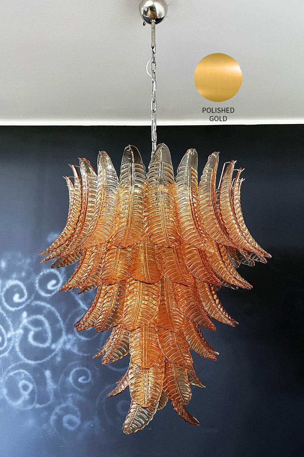 Amber Art Glass Leaf Chandelier - view 19 | morylighting