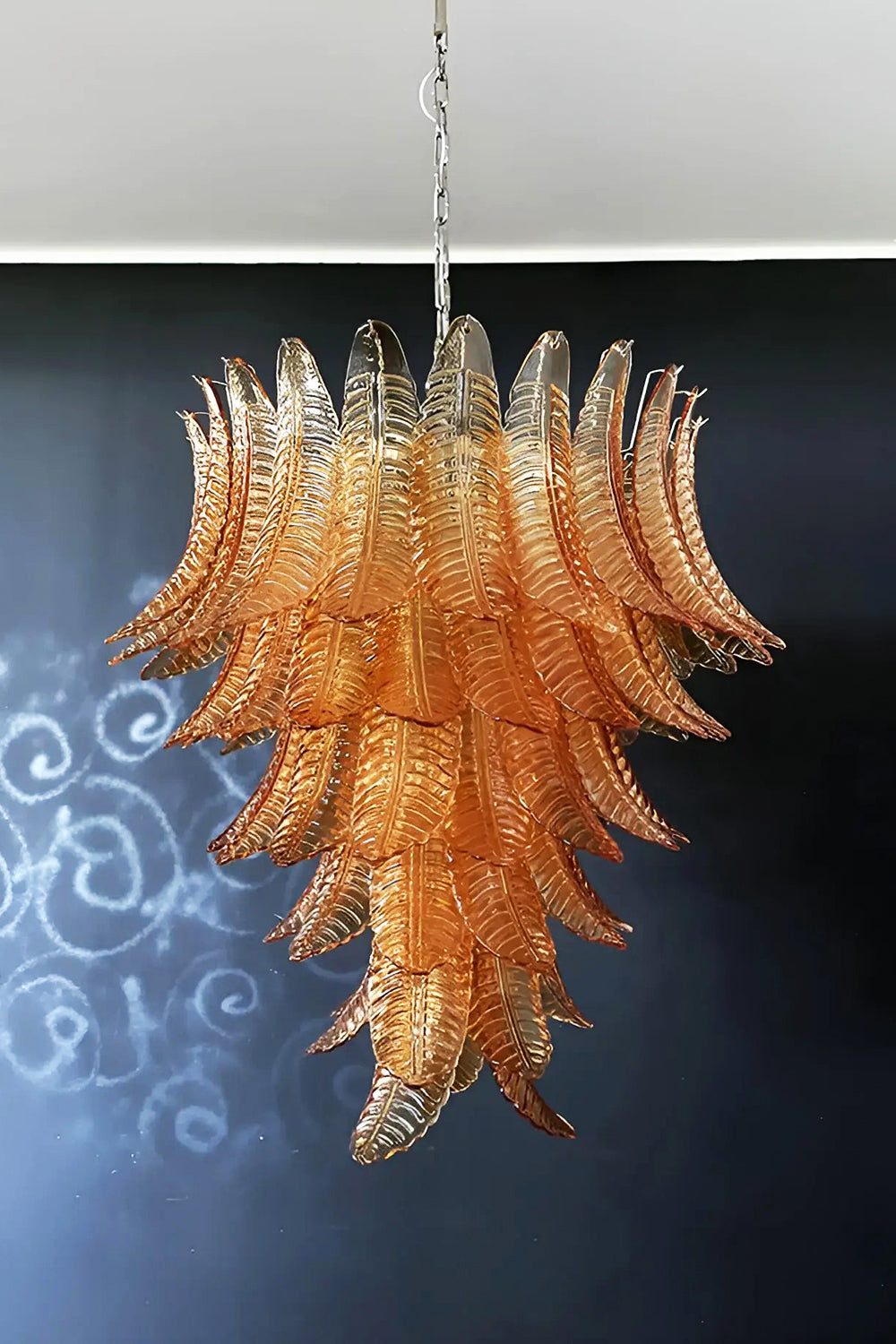 Amber Art Glass Leaf Chandelier - view 9 | morylighting