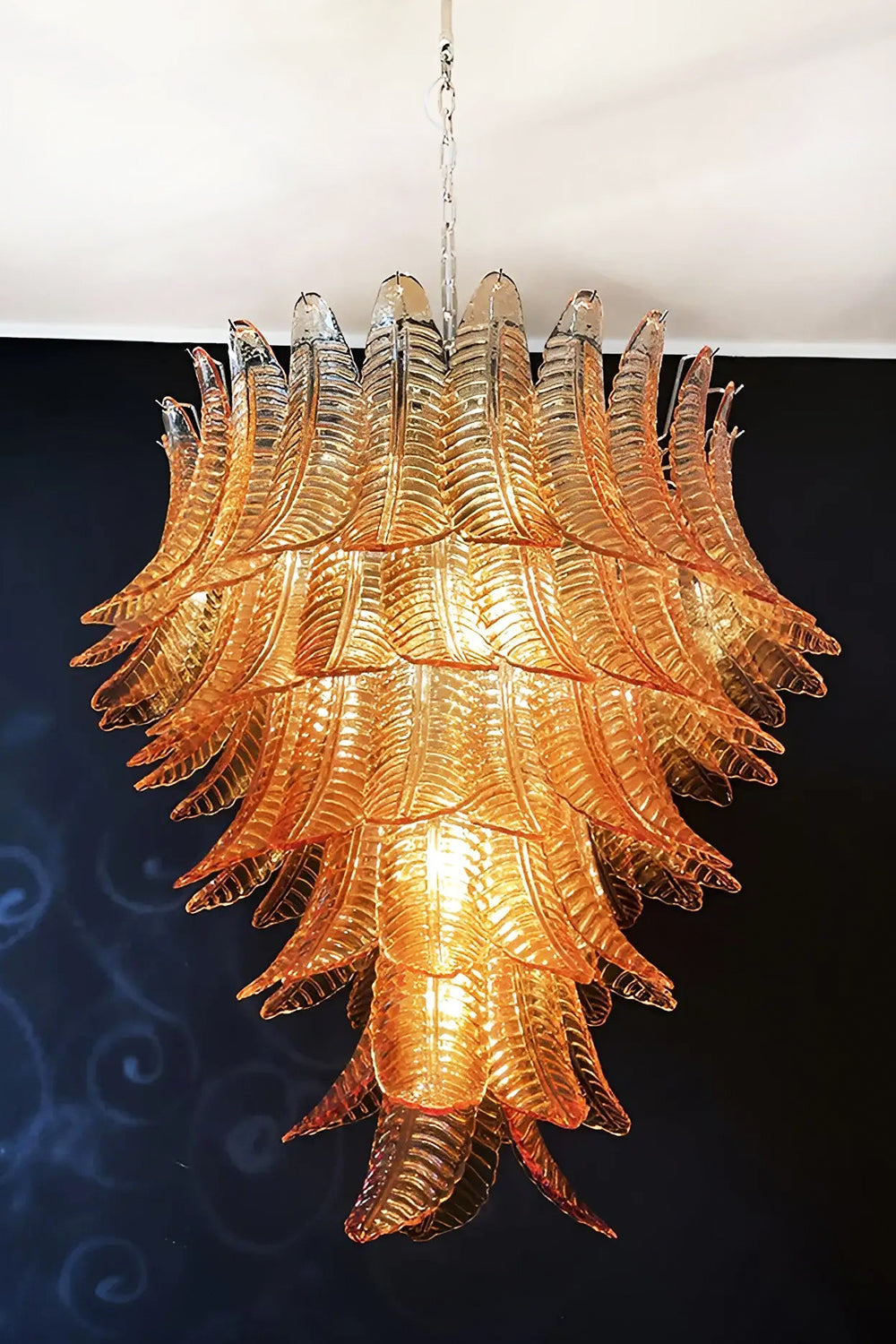 Amber Art Glass Leaf Chandelier - view 10 | morylighting