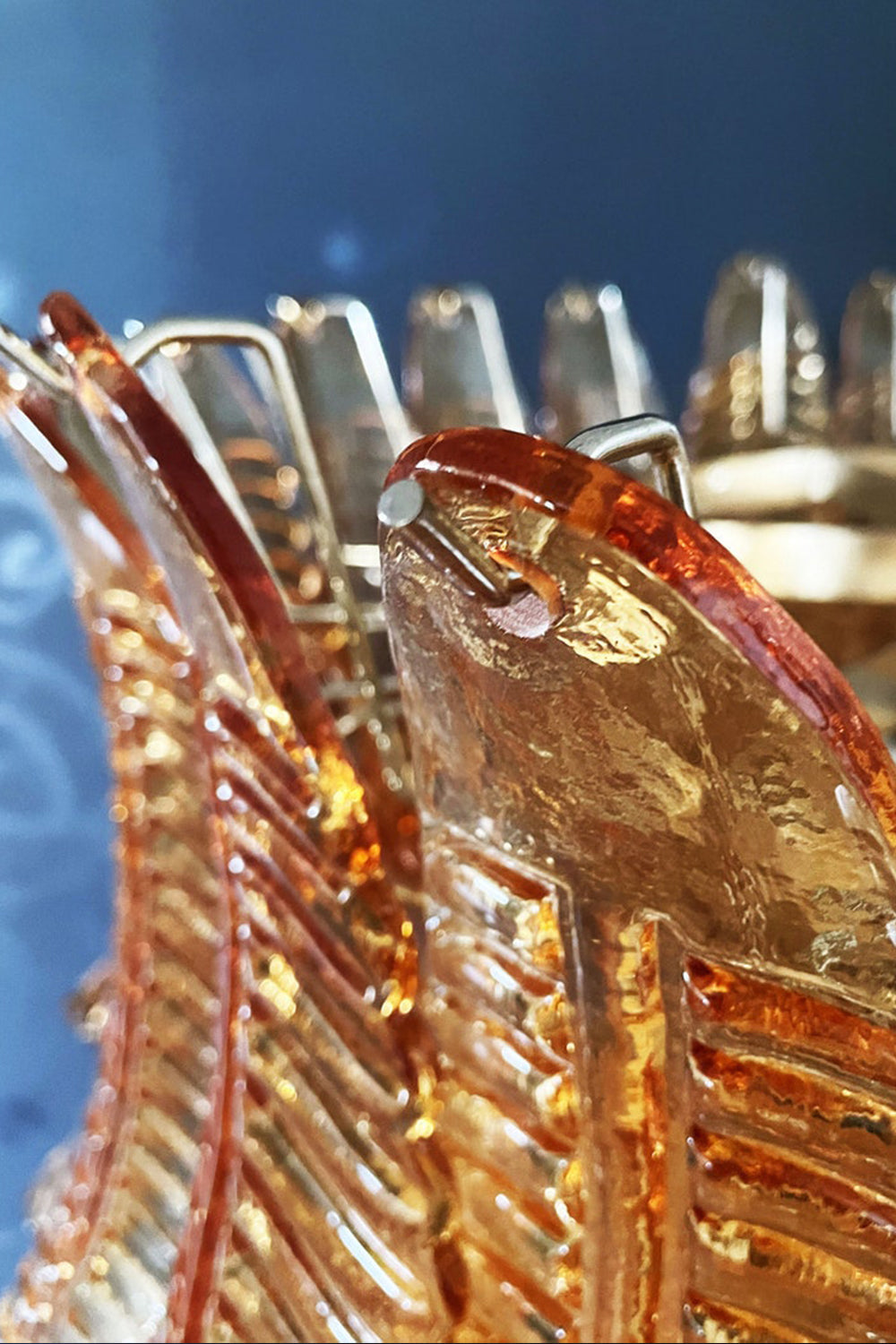 Amber Art Glass Leaf Chandelier - view 15 | morylighting