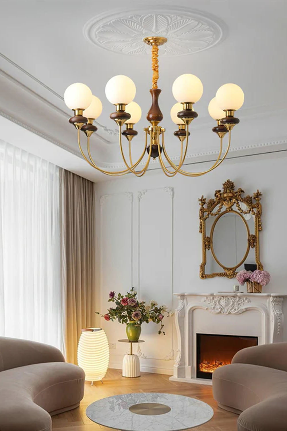 American Retro Glass Ball Chandelier - view 5 | morylighting