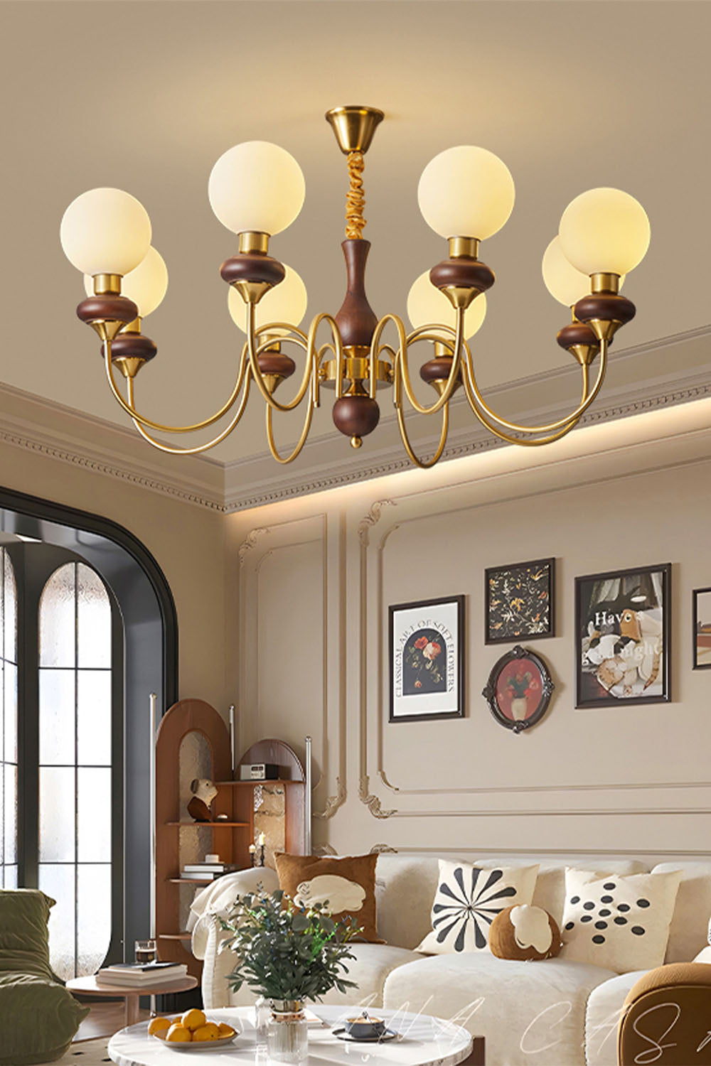 American Retro Glass Ball Chandelier - view 7 | morylighting