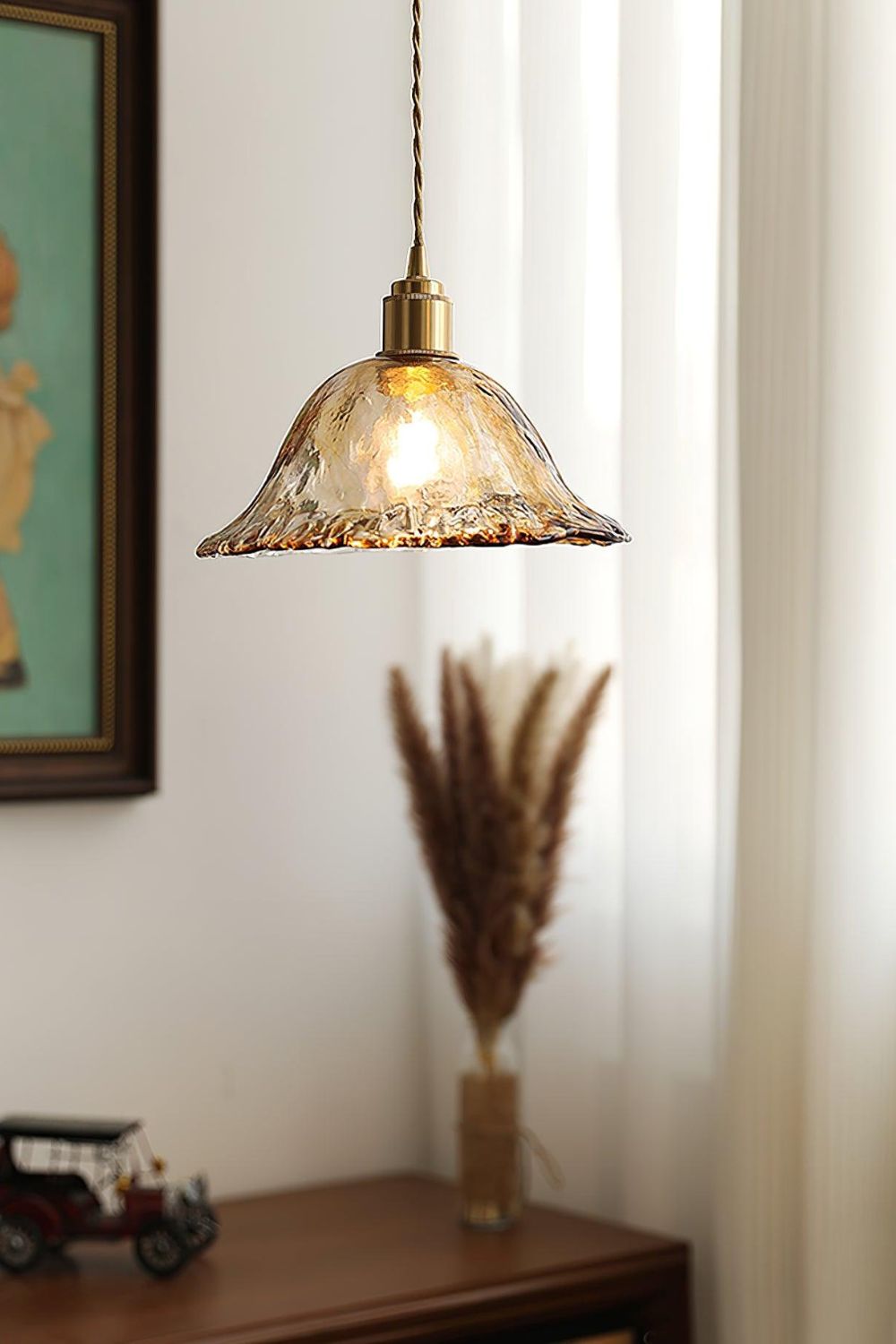Antique Brown Glass Pendant Light - view 3 | morylighting