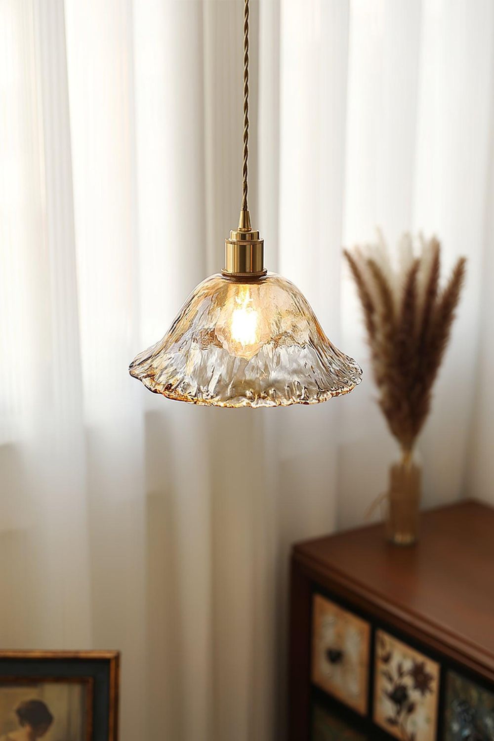 Antique Brown Glass Pendant Light - view 4 | morylighting