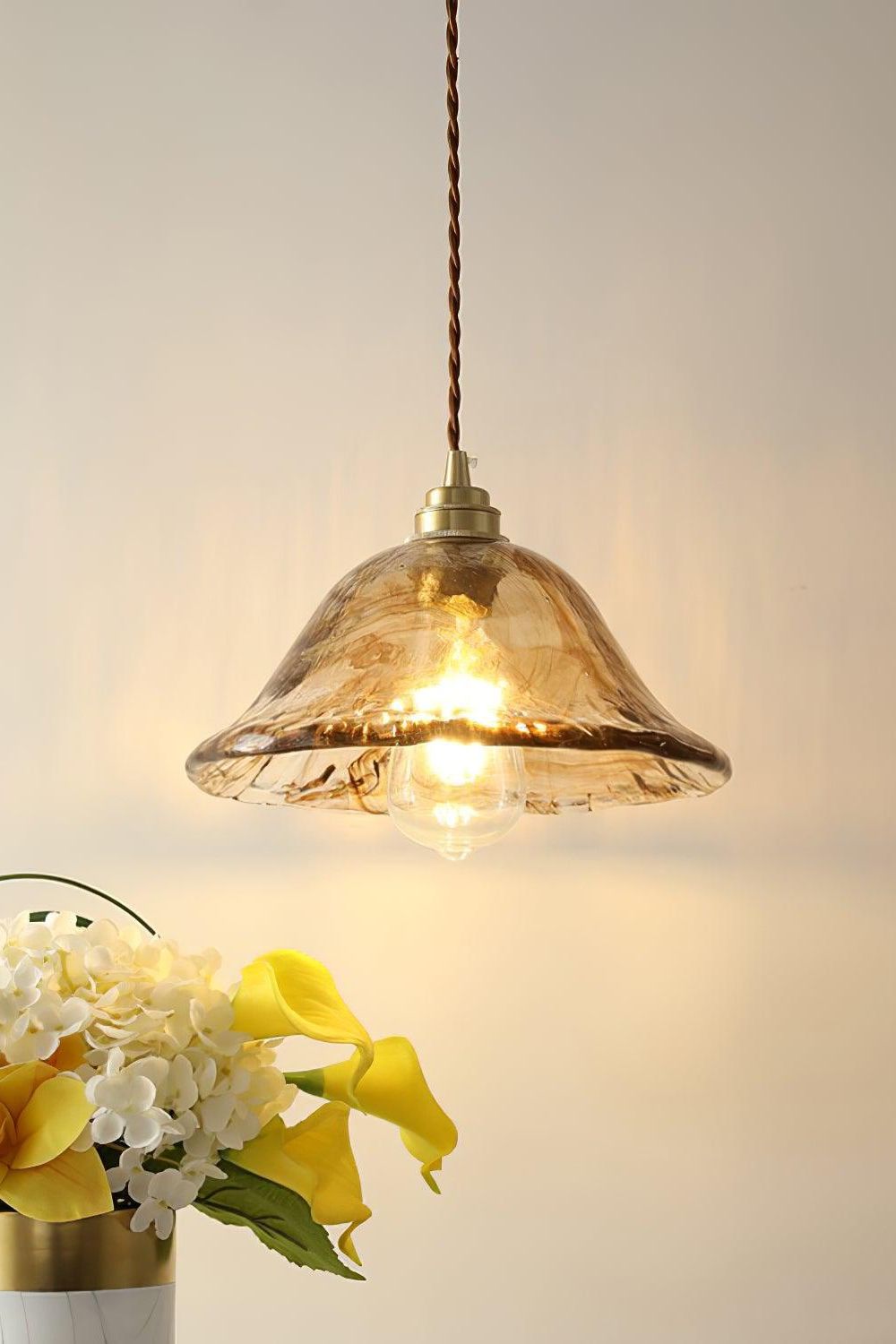 Antique Brown Glass Pendant Light - view 2 | morylighting
