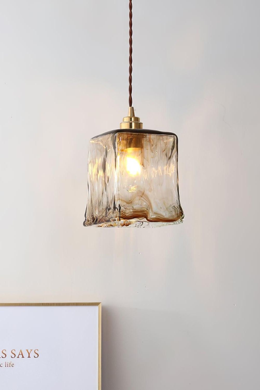 Antique Brown Glass Pendant Light - view 9 | morylighting
