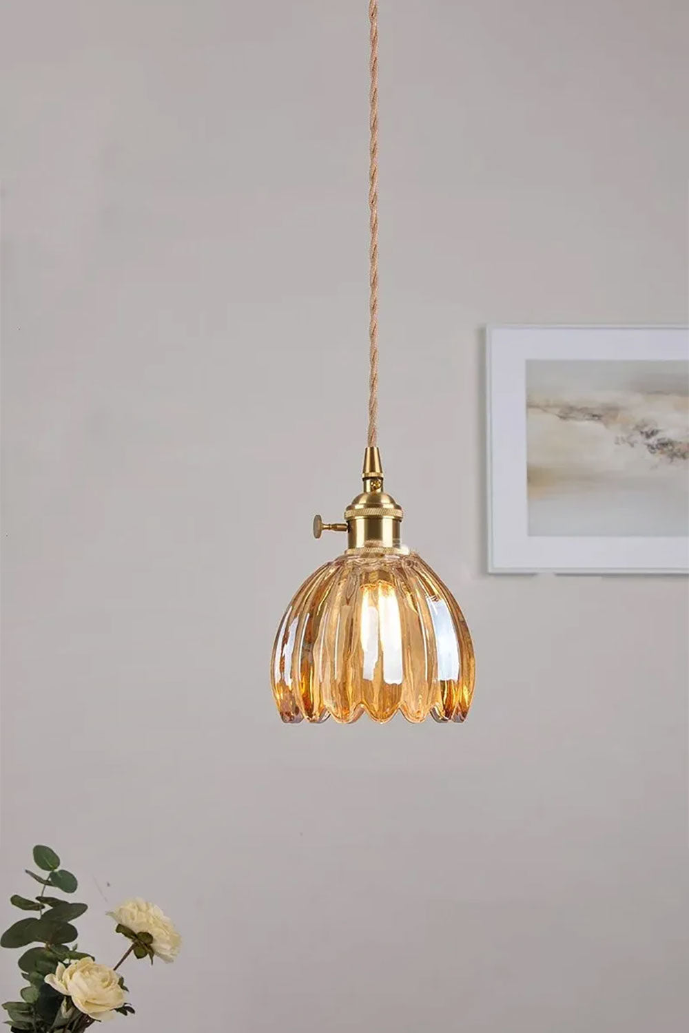 Antique Petal Shape Glass Pendant - view 3 | morylighting