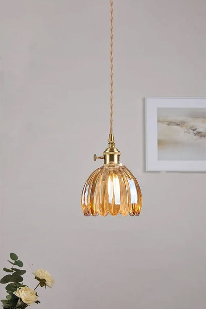 Antique Petal Shape Glass Pendant - view 3 | morylighting