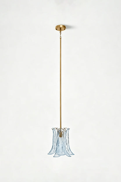 Arboreal Petal Glass Pendant Lamp featuring a sculptural green glass shade and gold accents, ideal for elegant spaces.